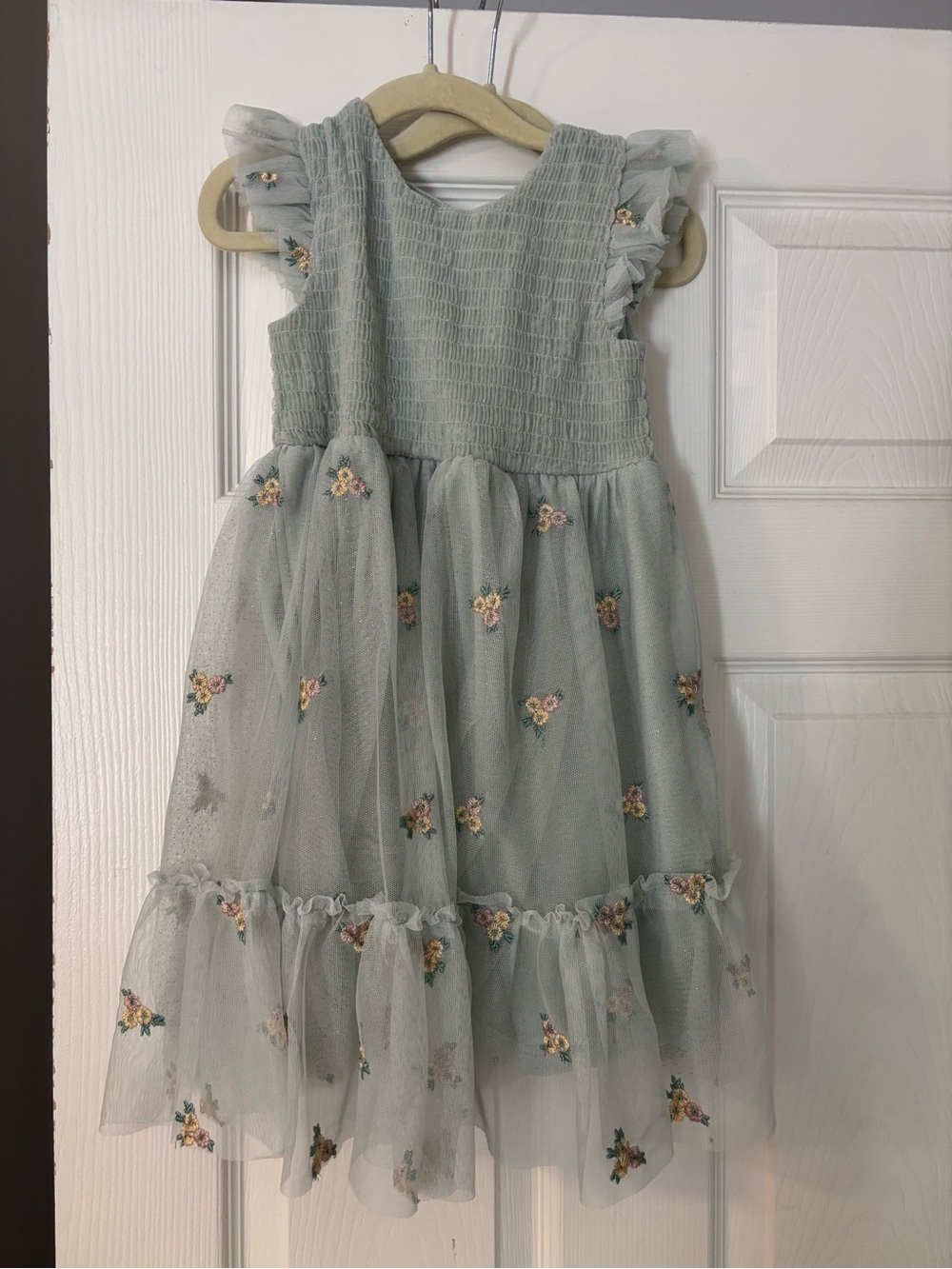 Blueberi Boulevard Mint Green Tulle Floral Party Dress